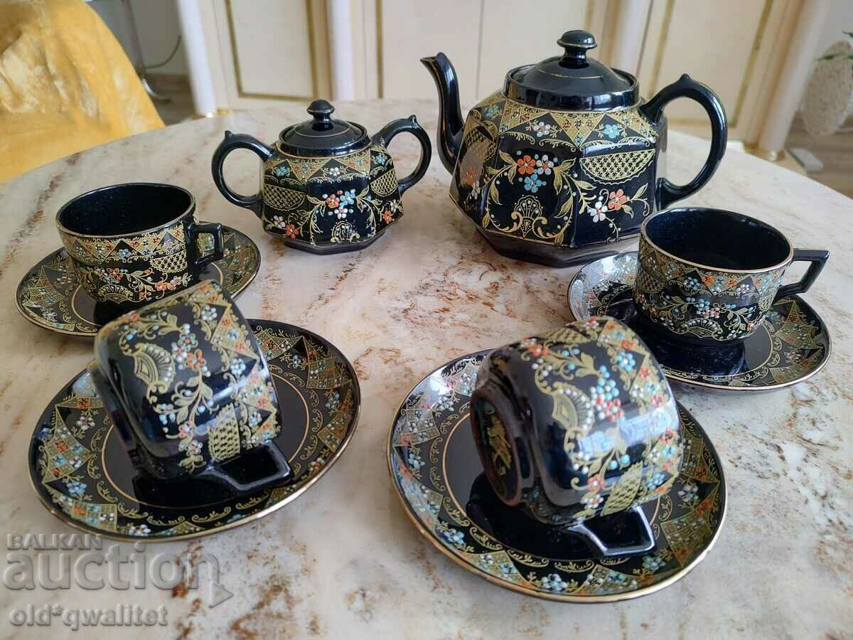 Service - flowers zl. edging, relief, 4 pers., England ceramics - 6 Service - flowers zl. edging, relief, 4 pers., England ceramics - 6