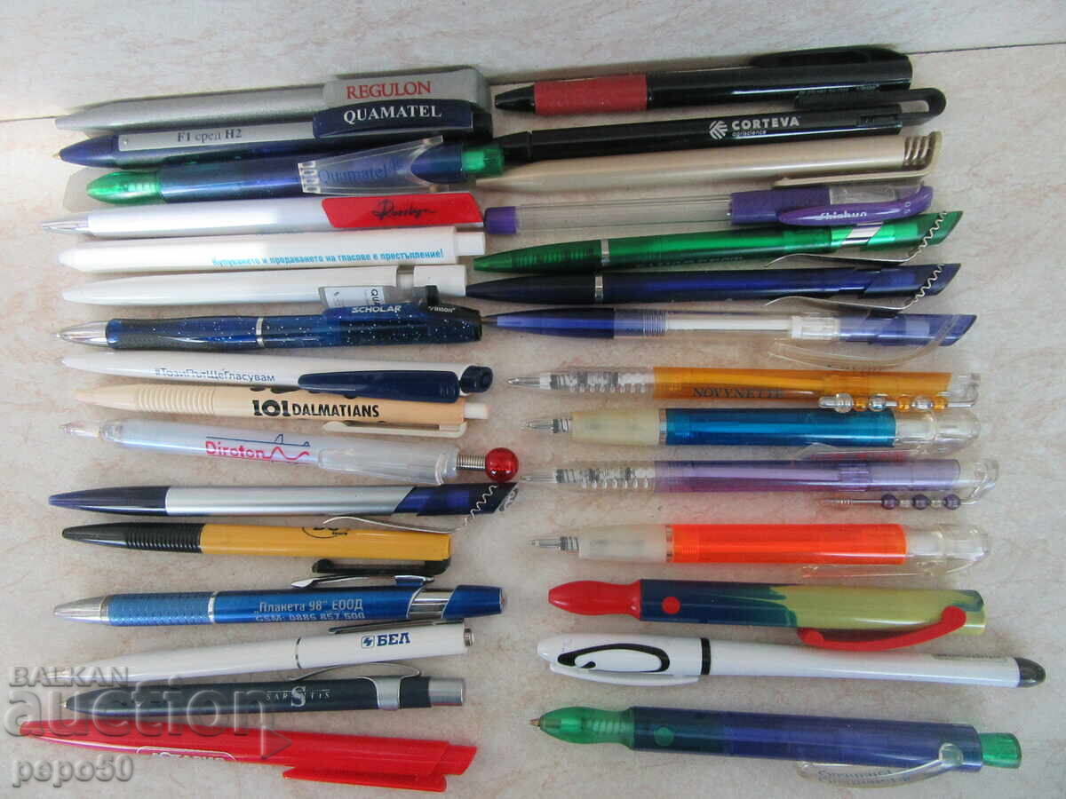 30 PCS. COLLECTIBLE PENS WITH INSCRIPTIONS