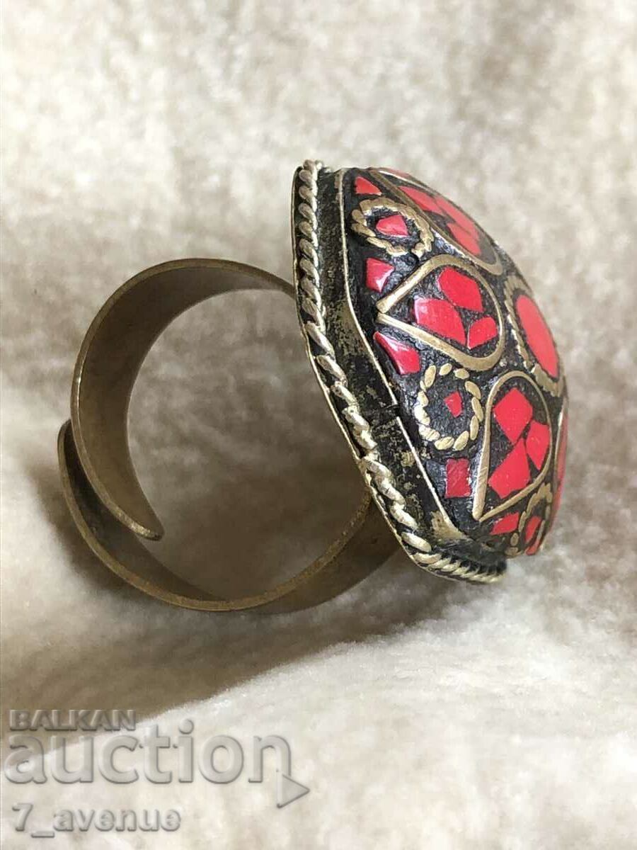 RING spectacular with natural stone maybe Coral with price 99.00 BGN | € 50.62