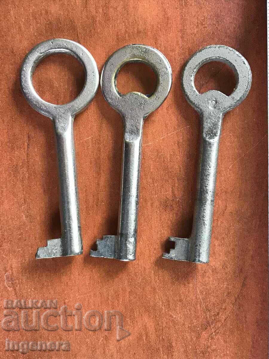 ANTIQUE KEY FROM GRANDMOTHER AND GRANDFATHER'S BOXES PADLOCK CATCH-3 NOS.