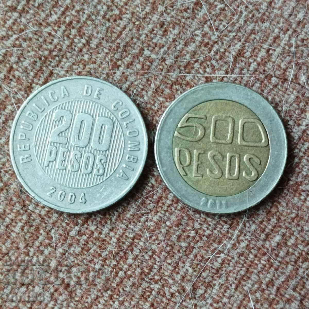Colombia 200 and 500 pesos 2994-2011