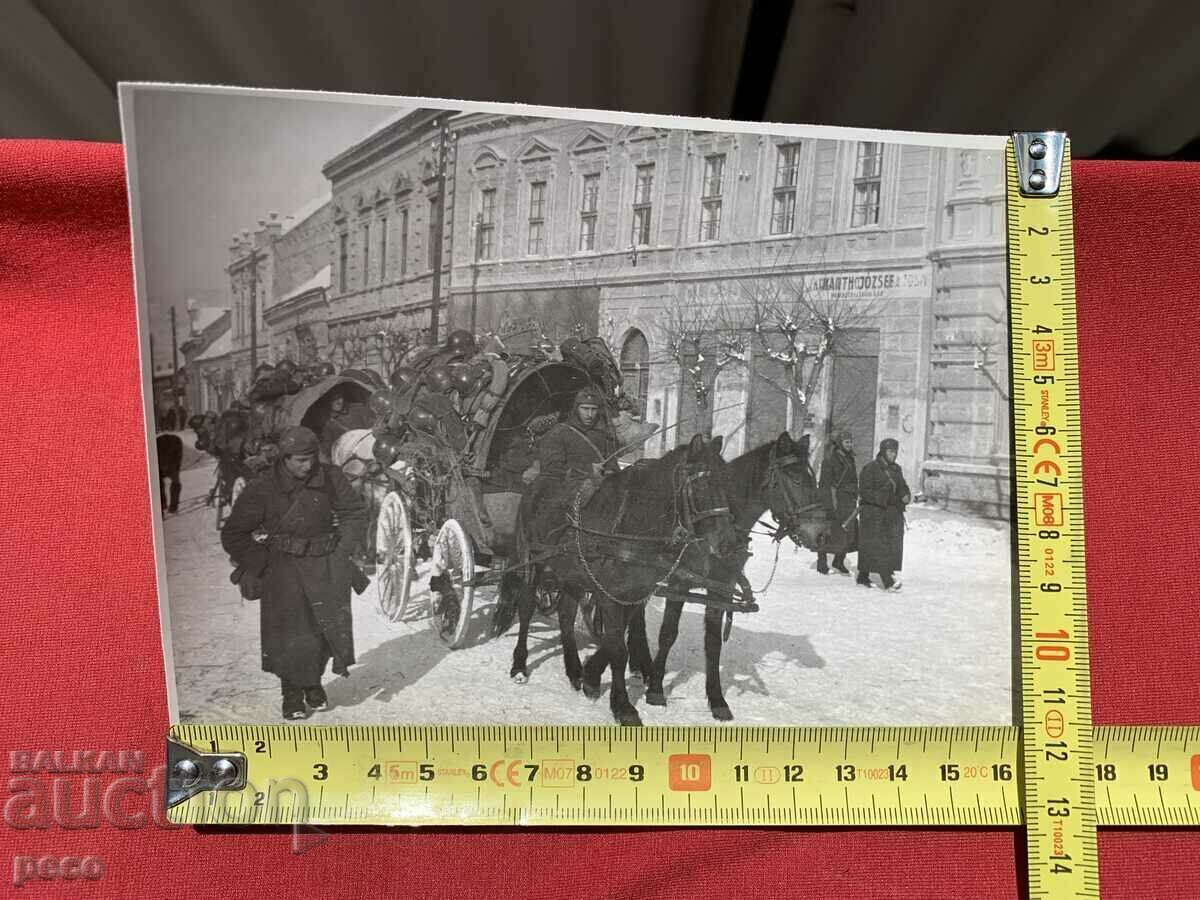 Delivery of WWII 1944-45 Bulgarian military units Carts Helmets Delivery of WWII 1944-45 Bulgarian military units Carts Helmets