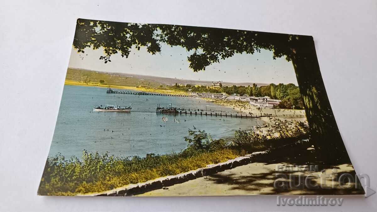 Пощенска картичка Варна Общ изглед от Морските бани 1960
