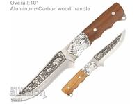Richly double-sided engraved hunting knife with a lion 130x255