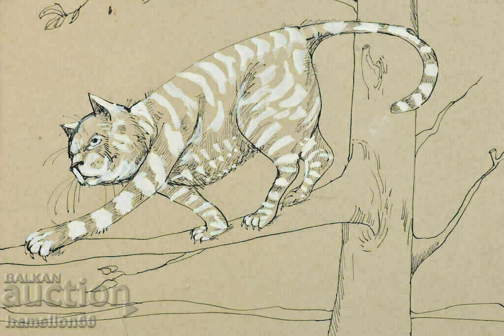 Graphics, Cat, passe-partout, frame and glass with price 96.00 BGN | € 49.08 Graphics, Cat, passe-partout, frame and glass with price 96.00 BGN | € 49.08