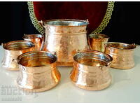 Copper service for wine, cauldron, manche.