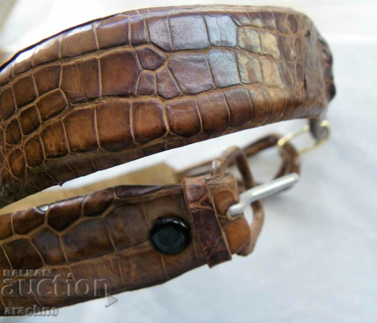 Women's belt made of natural crocodile leather
