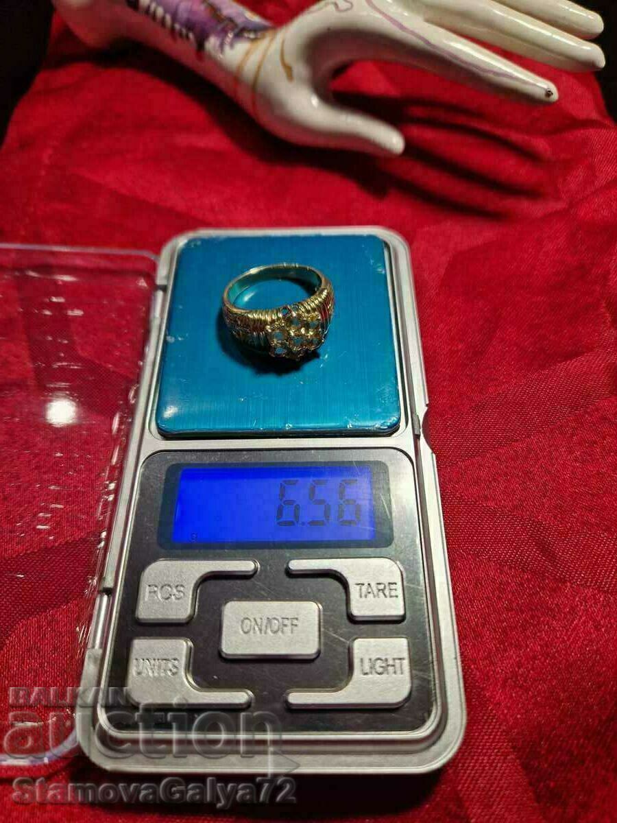 A beautiful silver ring with gold plating and citrine - 7 A beautiful silver ring with gold plating and citrine - 7