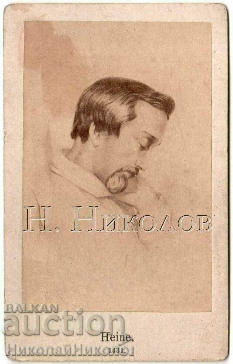 SMALL OLD PHOTO CARDBOARD HEINRICH HEINE GERMAN POET G304