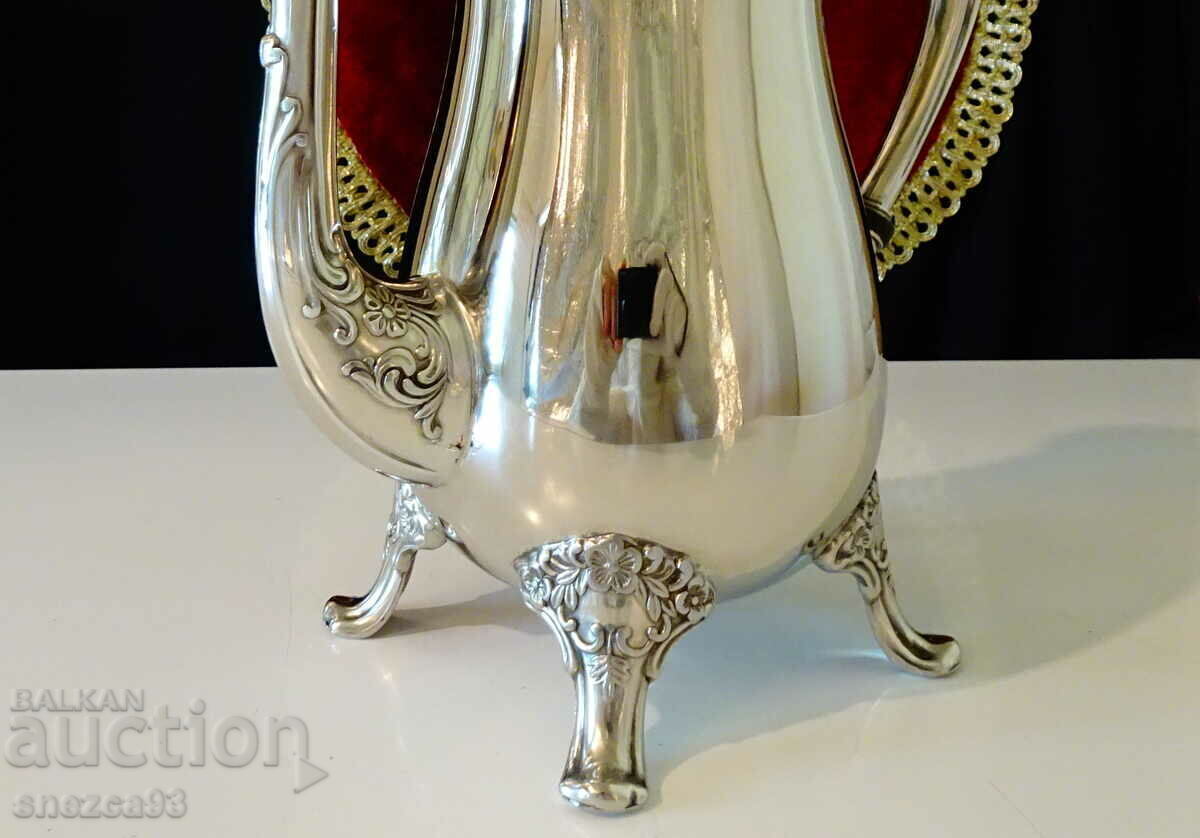 Silver-plated bronze jug, baroque, 1kg with price 89.00 BGN | € 45.50 Silver-plated bronze jug, baroque, 1kg with price 89.00 BGN | € 45.50