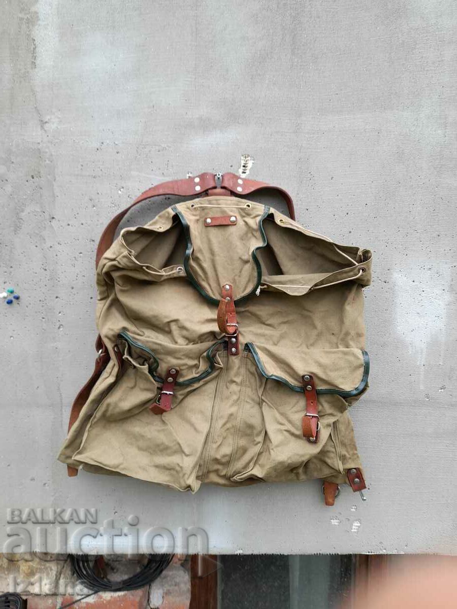 Old canvas backpack