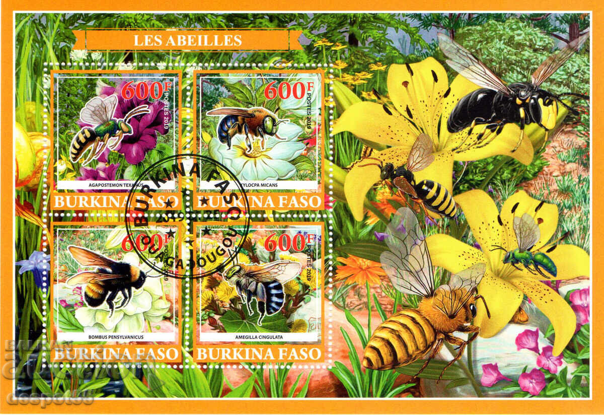 2019. Burkina Faso. Bees. Illegal Stamps. Block.