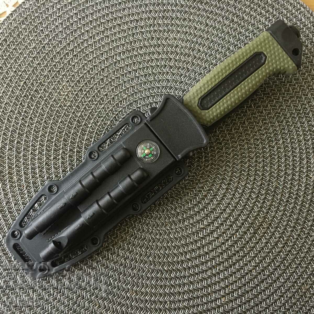 Τακτικό μαχαίρι με αναπτήρα μαγνησίου, ραβδί διαμαντιού, σφυρίχτρα/ - 6 Τακτικό μαχαίρι με αναπτήρα μαγνησίου, ραβδί διαμαντιού, σφυρίχτρα/ - 6