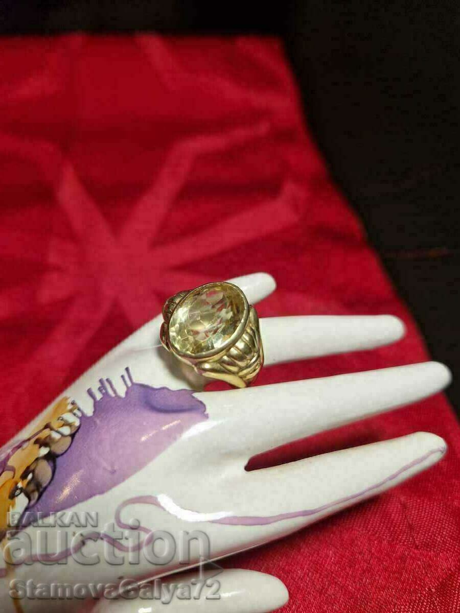 Stylish silver ring with gold plating and citrine with price 85.00 BGN | € 43.46 Stylish silver ring with gold plating and citrine with price 85.00 BGN | € 43.46