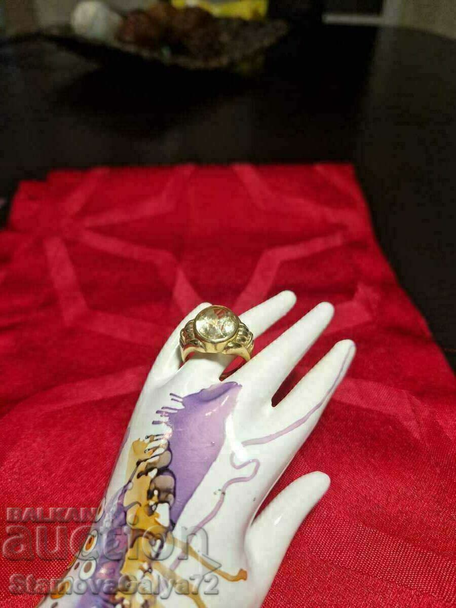 Auction Stylish silver ring with gold plating and citrine Auction Stylish silver ring with gold plating and citrine