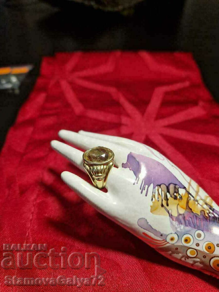 Stylish silver ring with gold plating and citrine - 5 Stylish silver ring with gold plating and citrine - 5