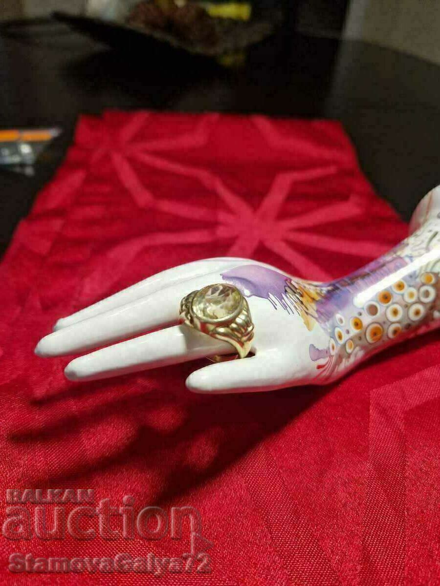 Stylish silver ring with gold plating and citrine - 6 Stylish silver ring with gold plating and citrine - 6