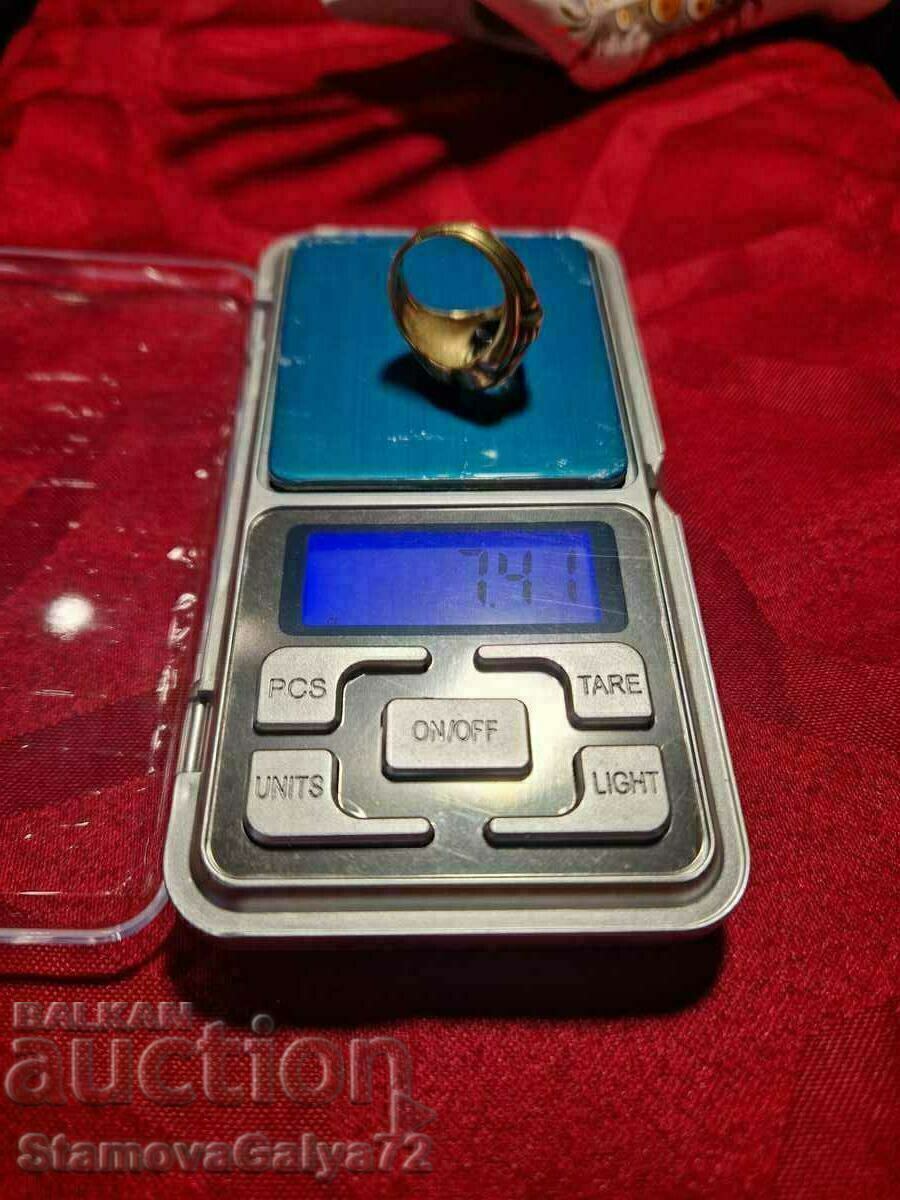 Κομψό ασημένιο δαχτυλίδι με επιχρύσωση και κιτρίνη - 7