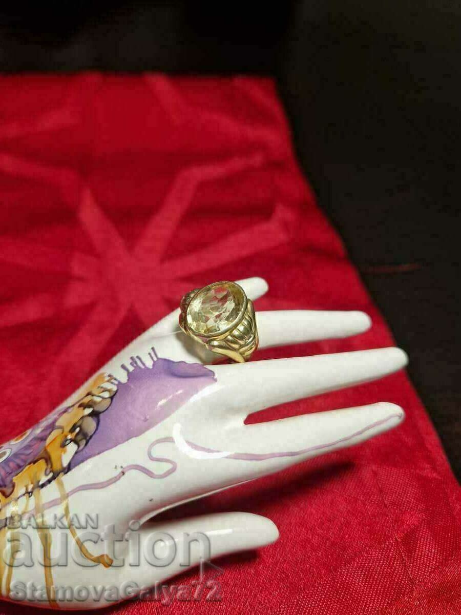 Stylish silver ring with gold plating and citrine Stylish silver ring with gold plating and citrine