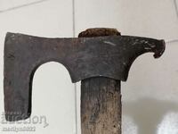 Old ax pickaxe satyr hatchet with sap