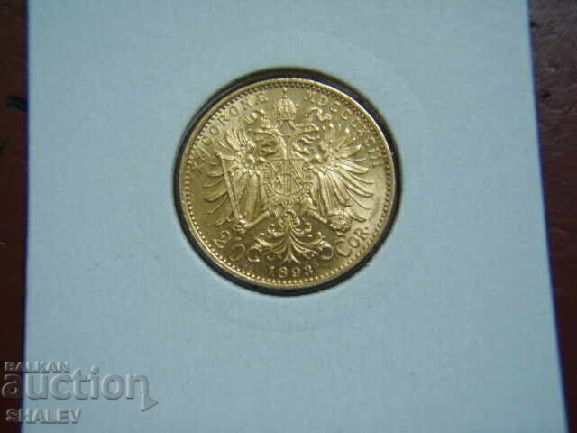 Παράδοση 20 Κορώνα 1893 Αυστρία (20 korona Avstriya) - AU+ (zlato)