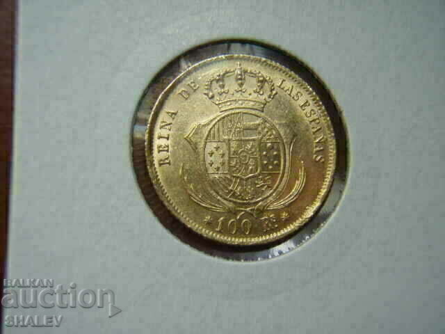 100 Reales 1855 Spania (100 Reales Spania) - AU (aur) cu preț € 1401.79 | 2741.66 BGN 100 Reales 1855 Spania (100 Reales Spania) - AU (aur) cu preț € 1401.79 | 2741.66 BGN