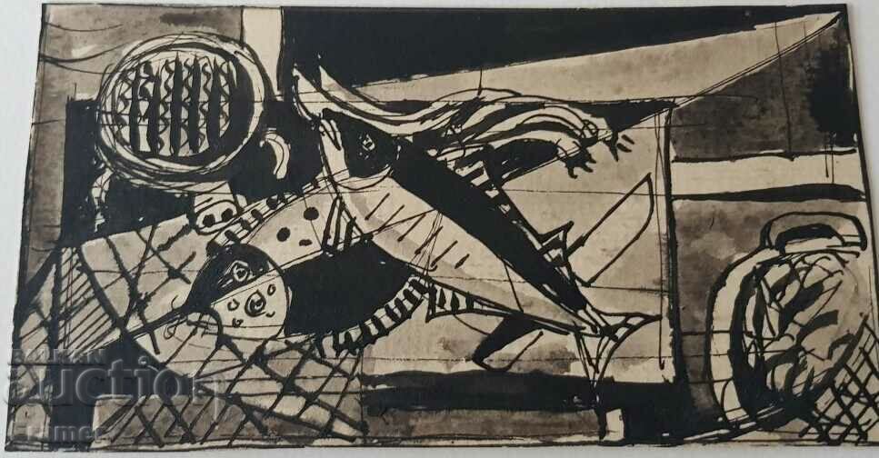 Livrarea Atanas Yaranov 1940-1988 natură moartă cu pește Original Livrarea Atanas Yaranov 1940-1988 natură moartă cu pește Original