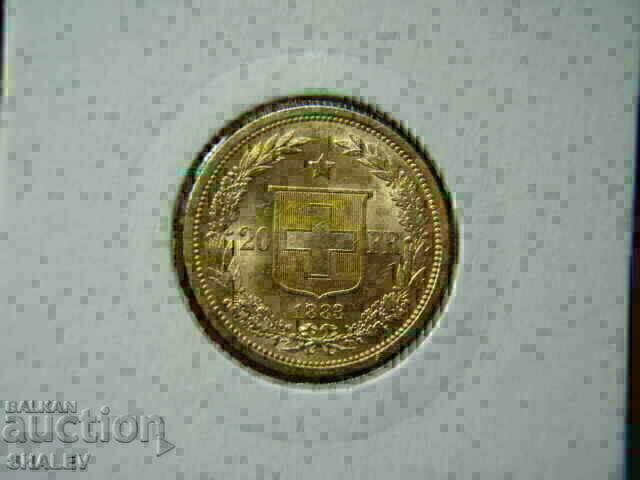 Delivery of 20 Francs 1883 Switzerland - AU+ (gold)