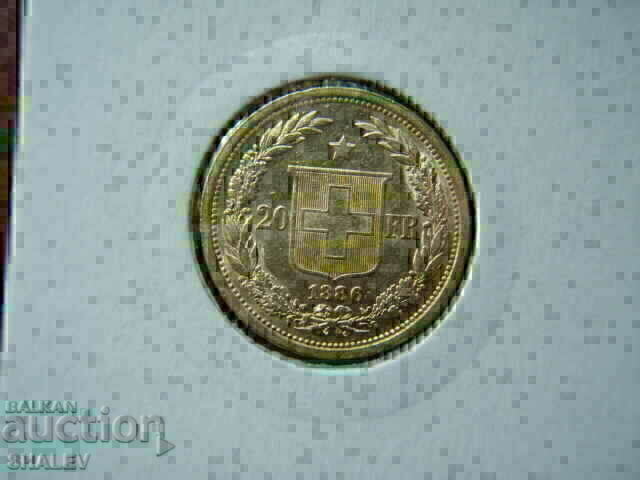 Livrarea 20 franci 1886 Elveția (Elveția) /1/ - AU/Unc (aur)