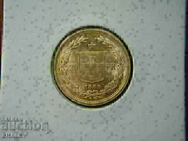 Аукцион 20 Francs 1886 Switzerland (Швейцария) /2/ - AU+ (злато)