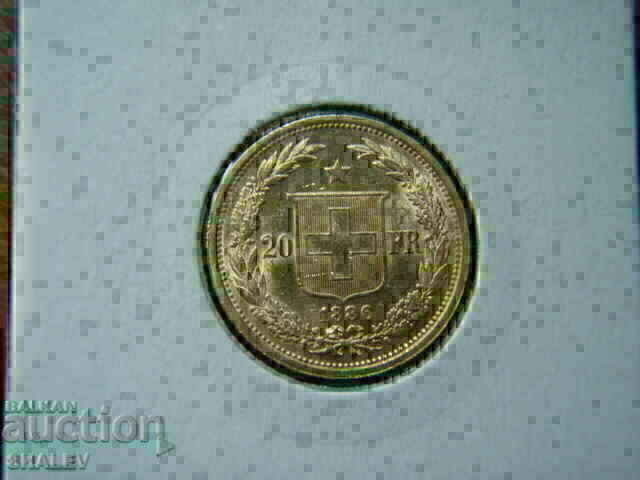 Delivery of 20 Francs 1886 Switzerland (Switzerland) /2/ - AU+ (gold) Delivery of 20 Francs 1886 Switzerland (Switzerland) /2/ - AU+ (gold)