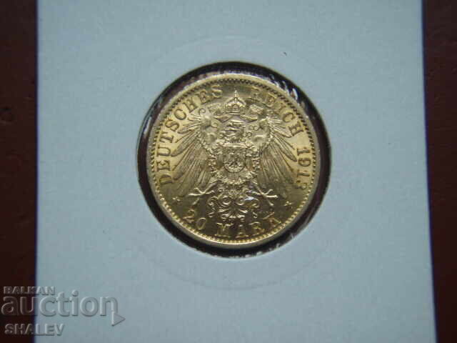 20 Mark 1913 Germania (Prusia) (20 mărci Prusia) - AU (aur) cu preț € 1049.89 | 2053.41 BGN