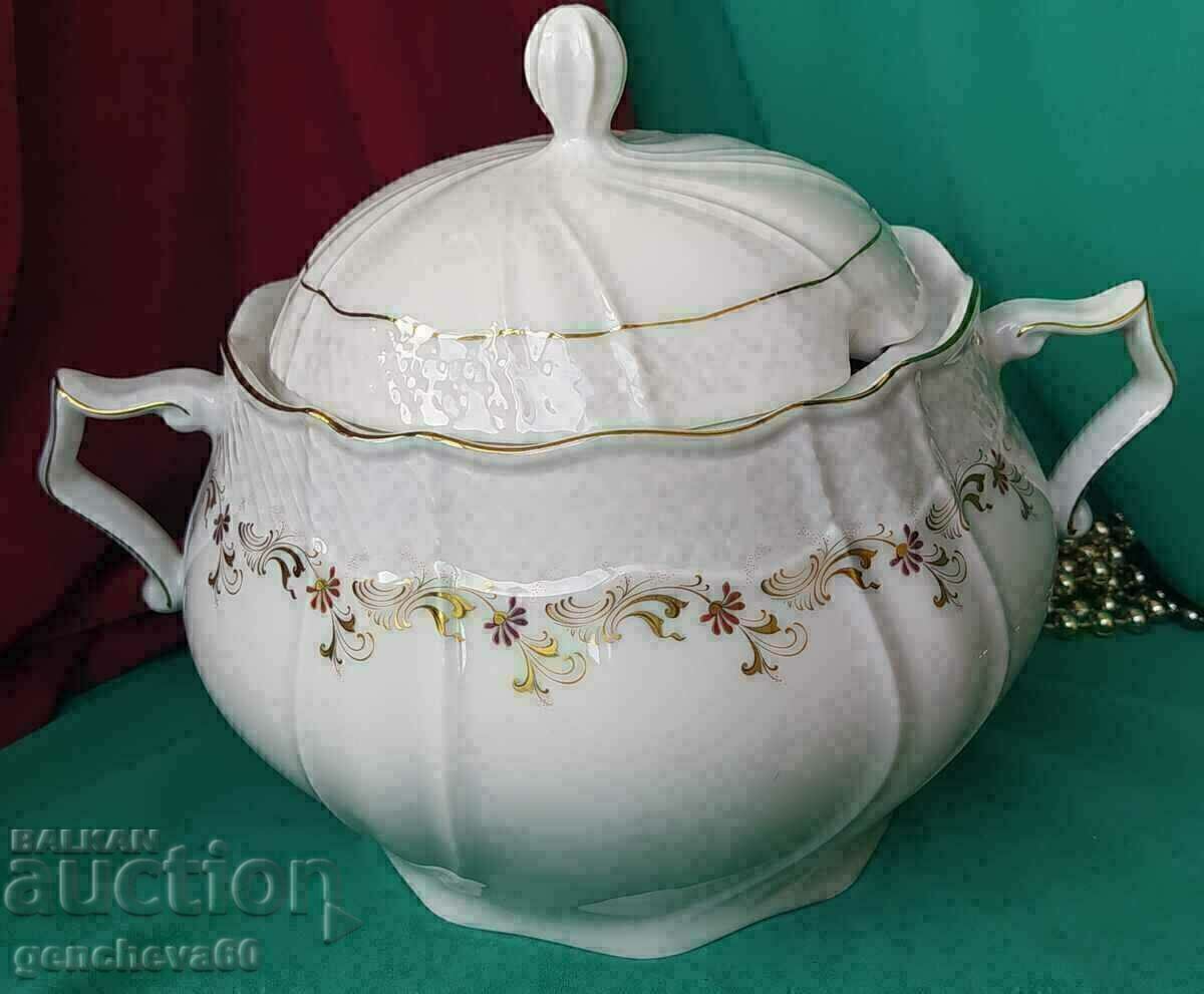 A beautiful German SCHIRNDINC/BAVARIA porcelain soup bowl