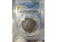 XF 45 Monedă Domnească Rară 2 Lev 1894 PCGS