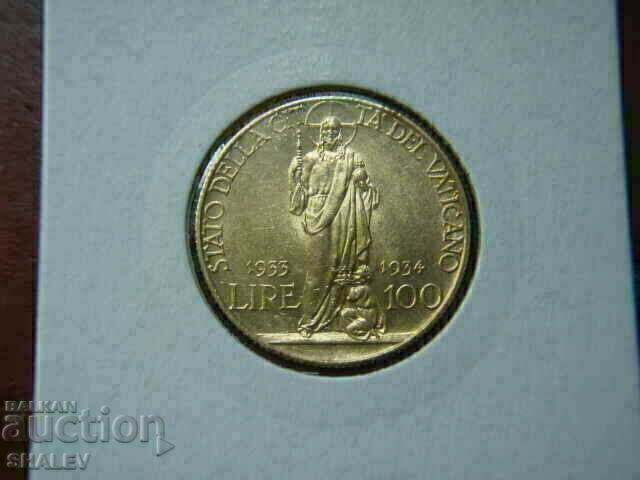 Auction 100 Lire 1933-34 Vaticana - AU/Unc (gold) Auction 100 Lire 1933-34 Vaticana - AU/Unc (gold)