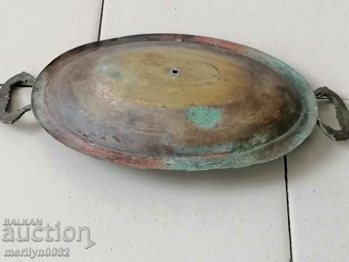 Old brass tray and, casserole, service with price 29.00 BGN | € 14.83 Old brass tray and, casserole, service with price 29.00 BGN | € 14.83