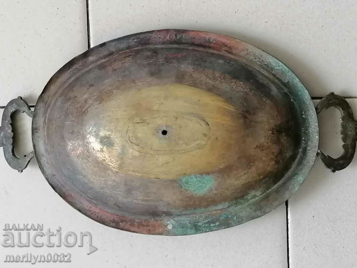 Auction Old brass tray and, casserole, service Auction Old brass tray and, casserole, service