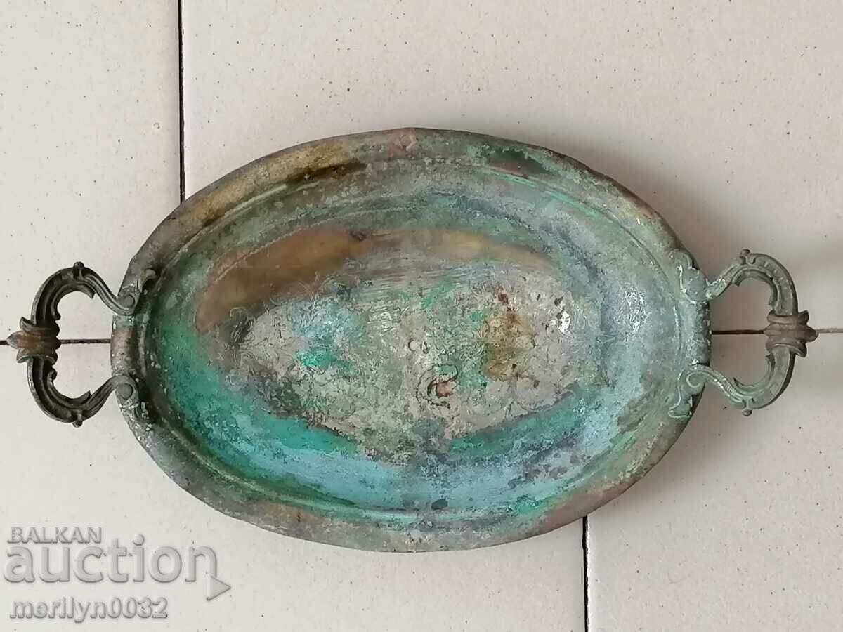 Delivery of Old brass tray and, casserole, service Delivery of Old brass tray and, casserole, service