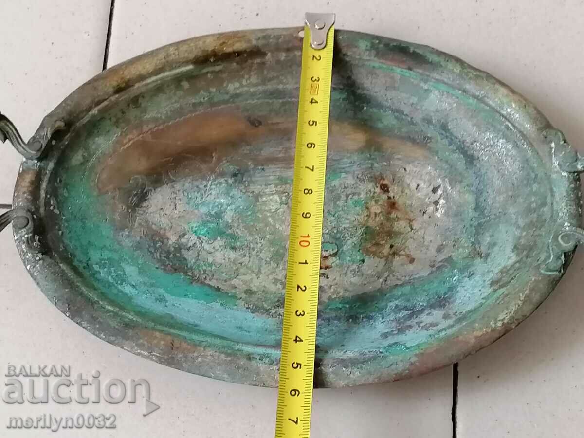 Old brass tray and, casserole, service - 5 Old brass tray and, casserole, service - 5