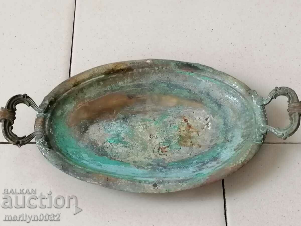 Old brass tray and, casserole, service - 7 Old brass tray and, casserole, service - 7