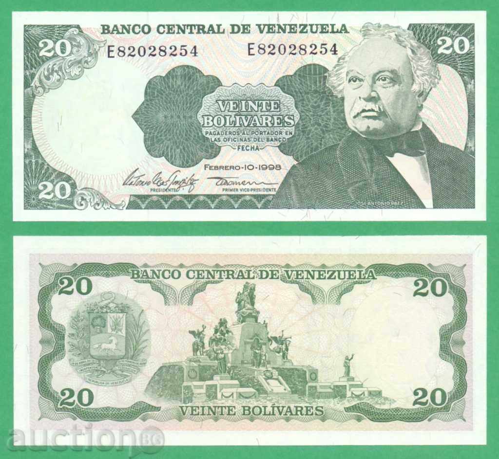 ( ` '•. Βενεζουέλας 20 bolÃvares 1998 UNC ¸. •' '¯)