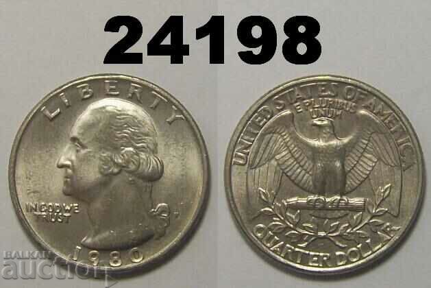 1/4 dolar SUA 1980 P UNC