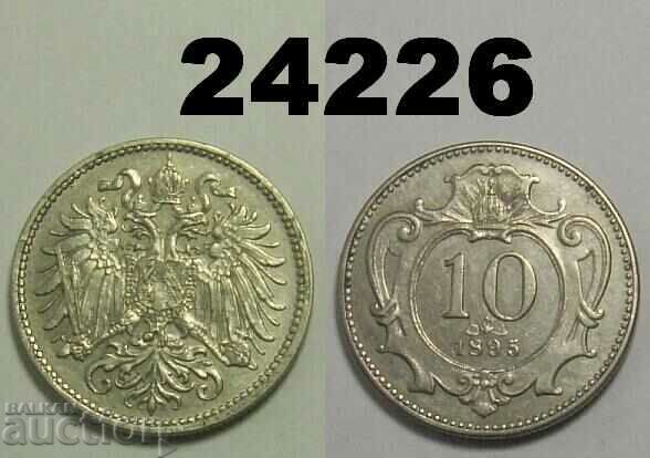 Austria 10 Heller 1895 Excellent
