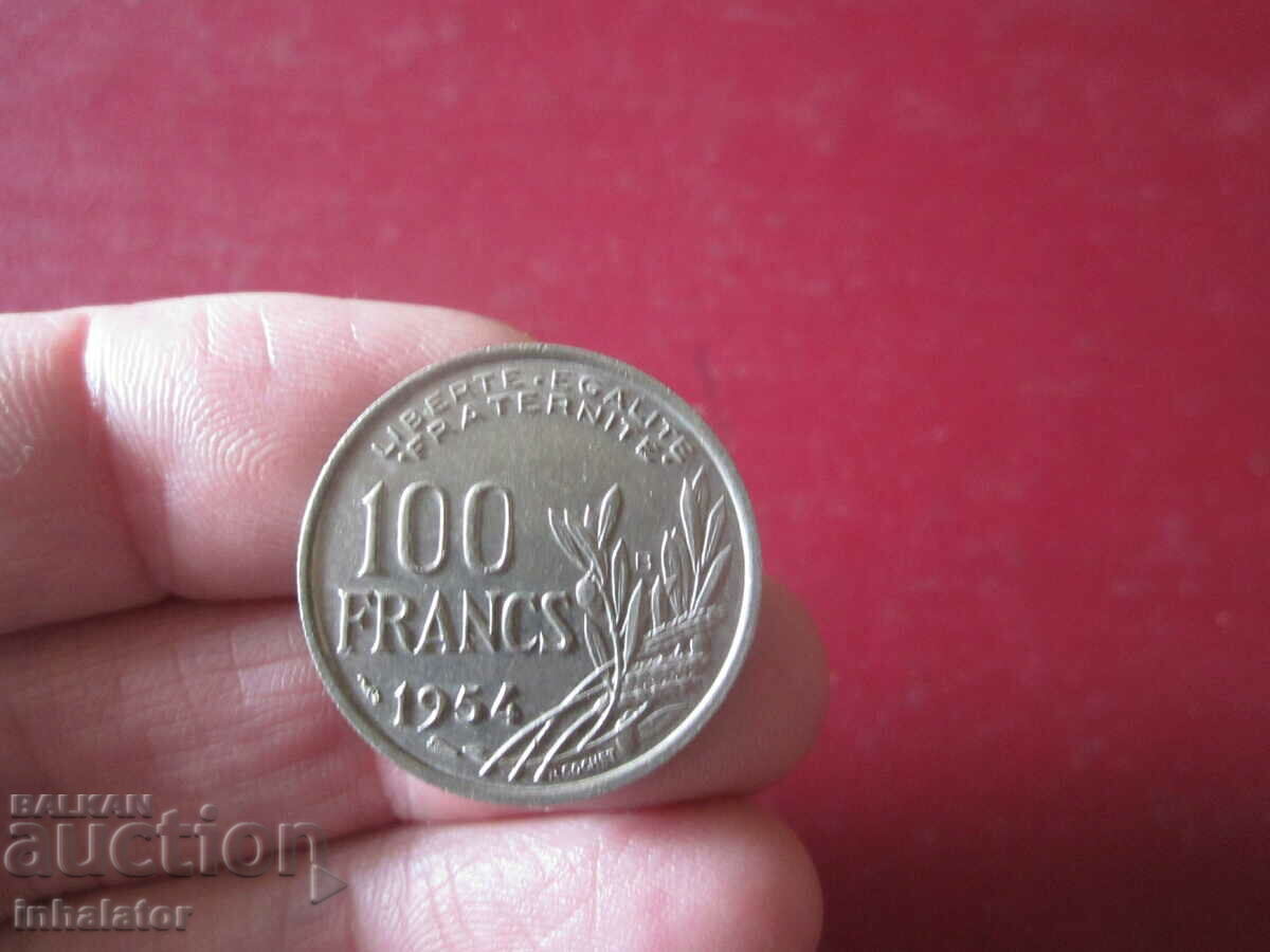 1954 год 100 франка буква В