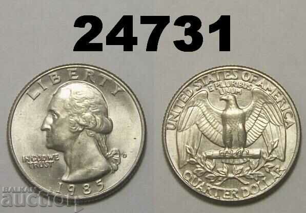 1/4 dolar american 1985 D