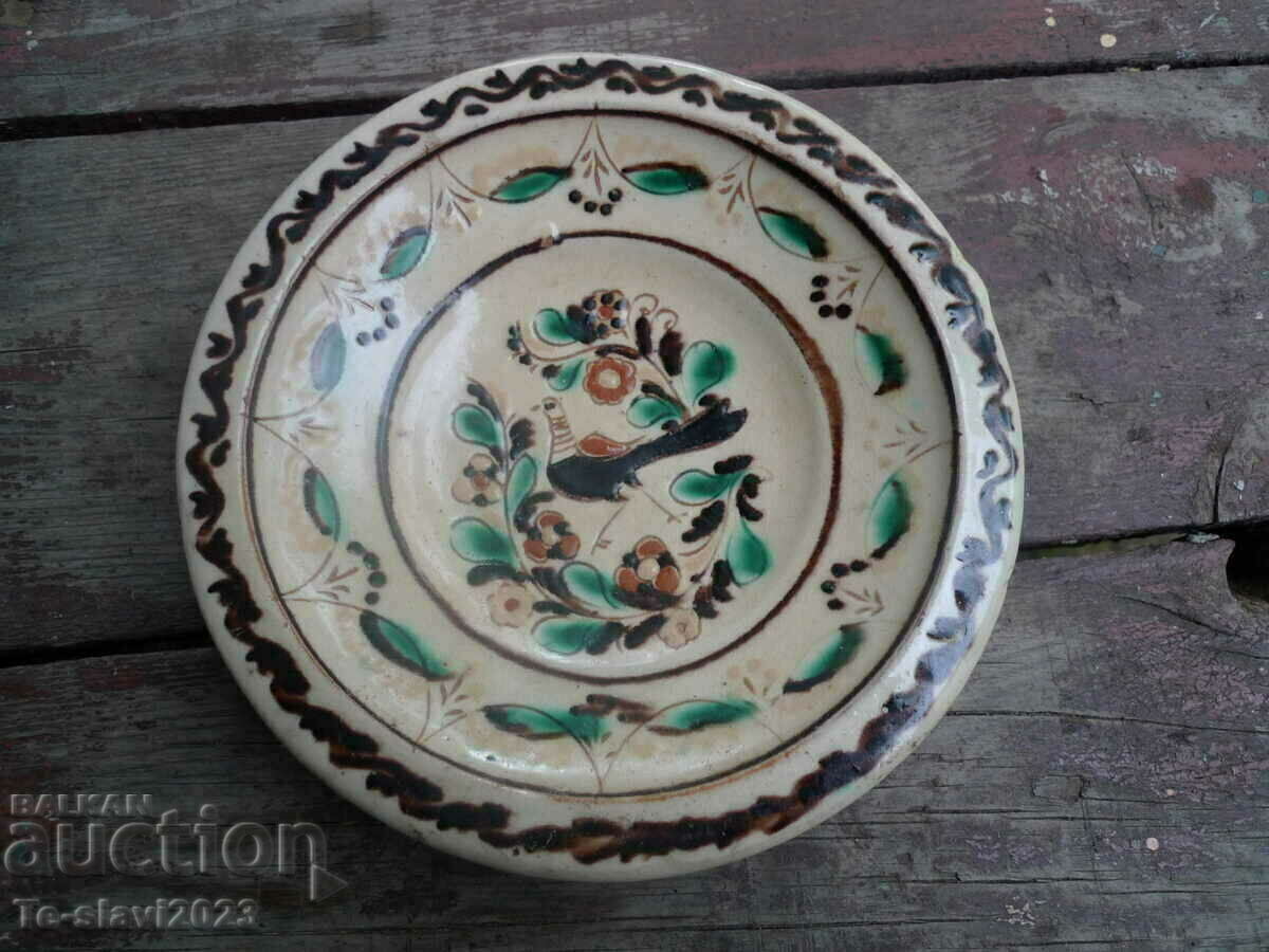 Old author ceramic wall plate 16cm