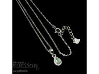 BEAUTIFUL SILVER NECKLACE WITH NATURAL EMERALD AND ZIRCONIA