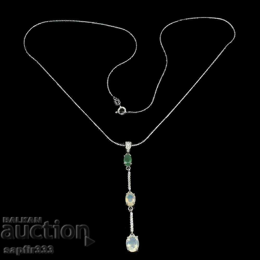Аукцион ИЗЯЩНО СРЕБЪРНО КОЛИЕ С ЕСТЕСТВЕНИ СМАРАГД, ОПАЛИ И ЦИРКОНИ Аукцион ИЗЯЩНО СРЕБЪРНО КОЛИЕ С ЕСТЕСТВЕНИ СМАРАГД, ОПАЛИ И ЦИРКОНИ