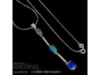 BEAUTIFUL SILVER NECKLACE WITH NATURAL EMERALDS, OPALS AND ZIRCONIA
