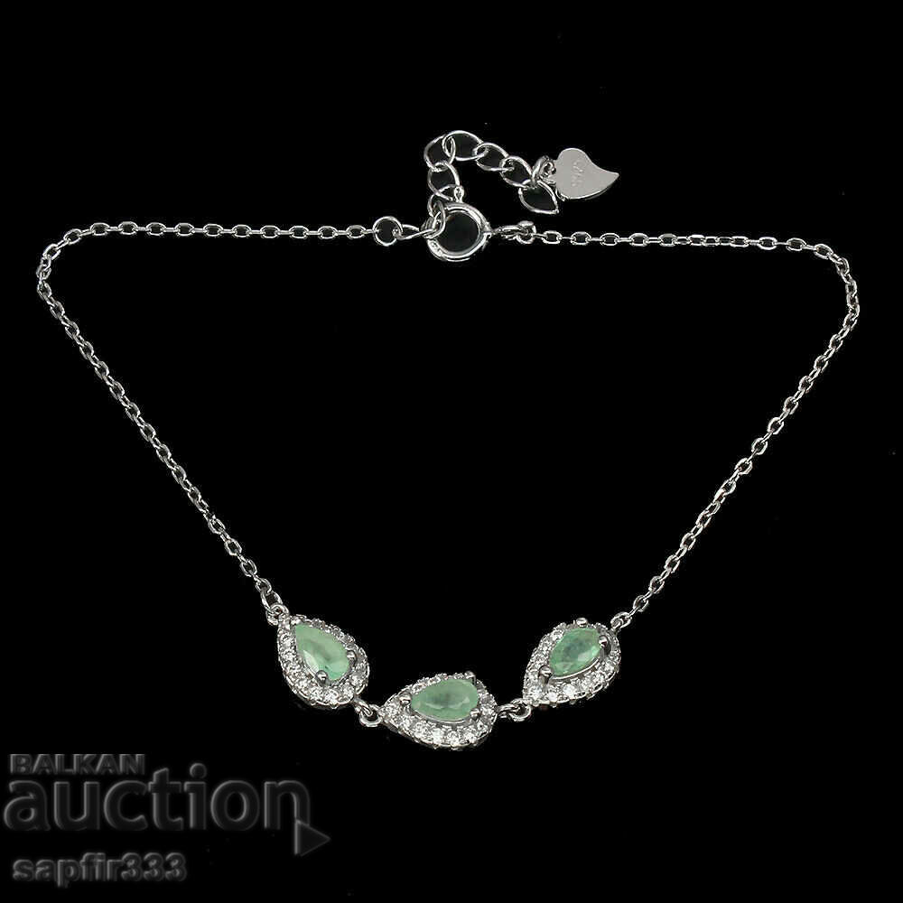 EXCELLENT SILVER BRACELET WITH NATURAL EMERALDS AND ZIRCONIA with price 267.00 BGN | € 136.51 EXCELLENT SILVER BRACELET WITH NATURAL EMERALDS AND ZIRCONIA with price 267.00 BGN | € 136.51